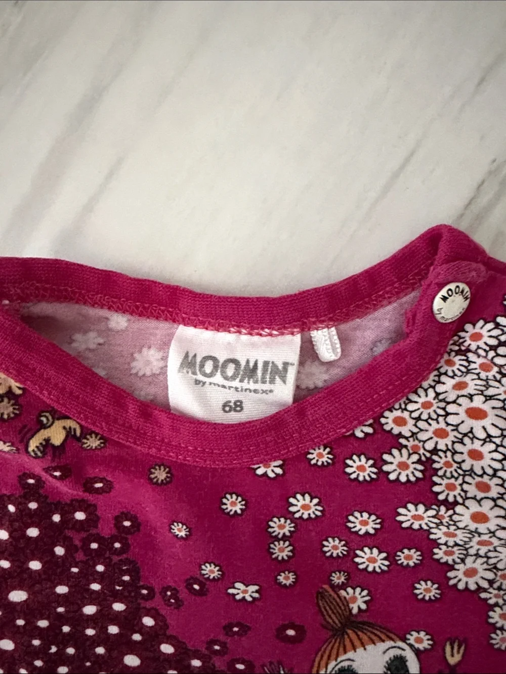 Moomin Characters Cotton Magenta Long-Sleeve Baby Bodysuit 3-6M/68cm